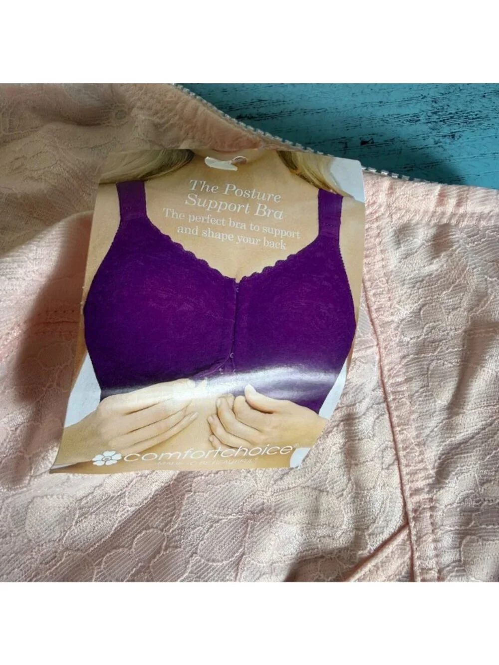 Comfort Choice Posture Support Bra 48C Front Closure Lace Pink NWT **